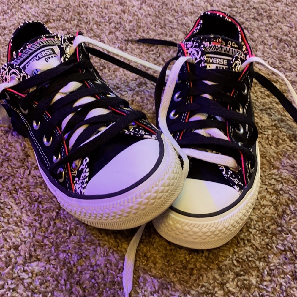Black and pink converse shoes